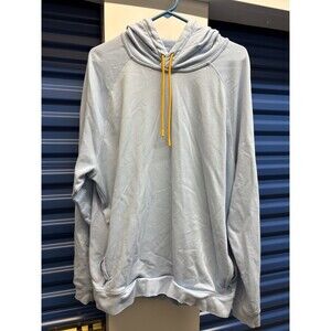 Fabletics Sweatshirt Mens 2XL Light Blue/Gold Lightweight Go To Hoodie Pullover
